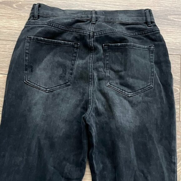 PACSUN Black High Rise Distressed Straight Leg Denim Jeans Size 27 - Picture 7 of 13